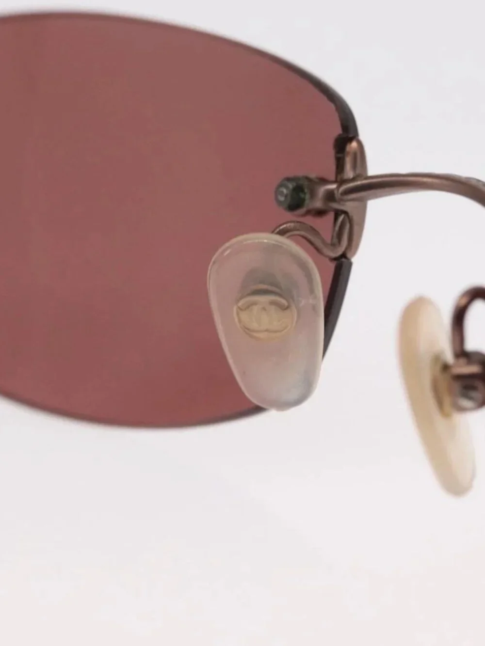 CHANEL Sunglasses Metal Brown 4002 CC Auth 155411A